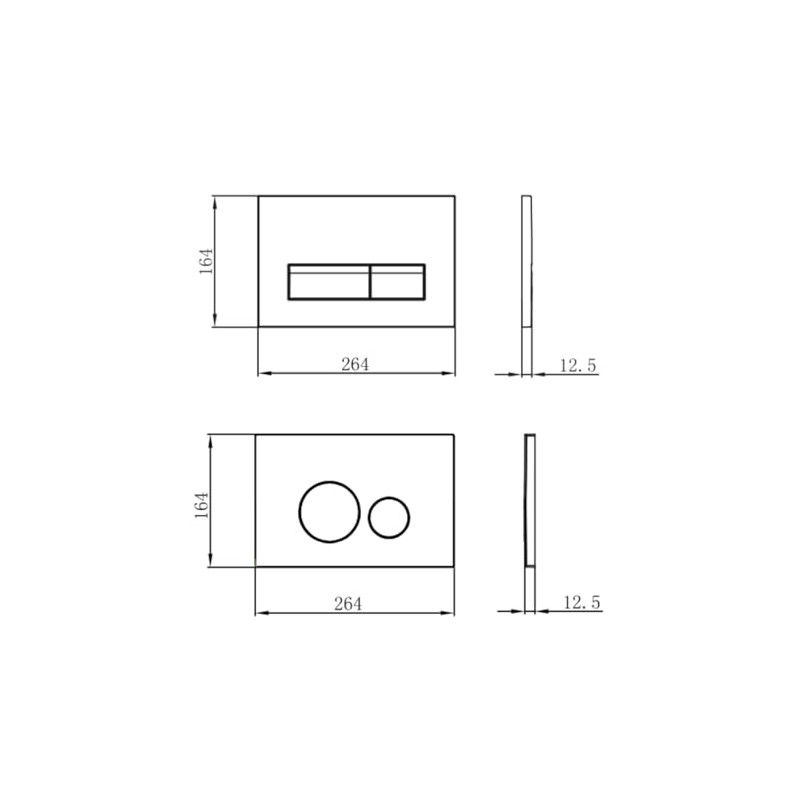 UWT01H-GE Toilet Push Plate for Wall Element Golden Square Flush-Mounted