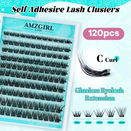 Wispy Press On Lashes Pre-Glue 8-16 mm 120 Pieces DIY Eyelash Extensions Kit No Glue Required with Eyelash Tweezers