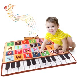 Con Sonidos Animales - Juguete Tapete de Teclado Piano para Niños con 26 Letras Inglés, 6 Sonidos de Instrumentos, 14 Teclas Piano, 70 cm x 100 cm Juguete Alfombrilla de Teclado Musical Plegable