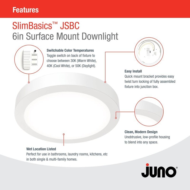 Juno Slim Basics 6 Inch LED Ceiling Light, Low Profile