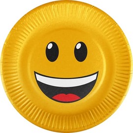 Heku Party Plates Smiley Pack of 10, Diameter Approx. 23 cm, Compostable