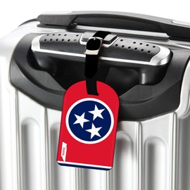 Nicokee Tennessee Tn Home State Luggage Suitcase ID Tag-Flag, White Red Leather Travel Bag Label Luggage ID Tag - 1 pack