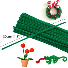 FirstKitchen Pipe Cleaners Craft, 200pcs Dark Green Pipe Cleaner for Craft, 0.23"X12" Plush and Pliable Chenilles Stems Pipe Cleaner, Christmas Craft Pipecleaners for DIY Arts Crafts and Cleaning