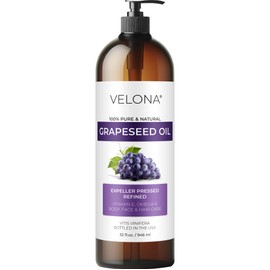 Grapeseed Oil by Velona - 32 fl oz | 100% Pure and Natural Carrier Oil | Refined, Cold Pressed | Cooking, Skin, Face, Body, Hair Care | Use Today - Enjoy Results