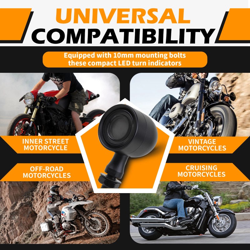 KEEPDSGN Motorcycle Bullet LED Turn Signal Blinker Brake Running Tail