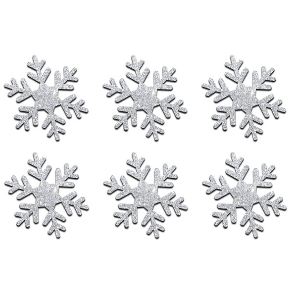 Glitzer-Schneeflocken zum Aufbügeln, 5,1 cm groß, 5 Packungen, 15 Stück silber