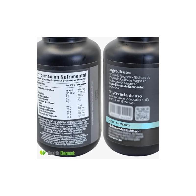 Magnesio Complex | 4 Magnesios Citrato, Glicinato, Gluconato y Óxido