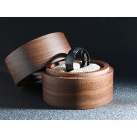 Men's Black Hammered Tungsten Solid 8mm Ring Size 6-15 - Hand Crafted Solid Walnut Box - Great Gift for Men - Perfect Wedding Band (With Box, 10.5 US)