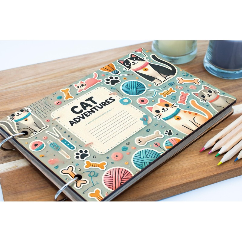 Cat Adventures Scrapbook: Cute Design with Playful Cats and Whimsical
