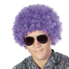 Fluffy Afro Synthetic Clown Wig for Men Women Cosplay Anime Party Christmas Halloween Fancy Funny Wigs (Purple)