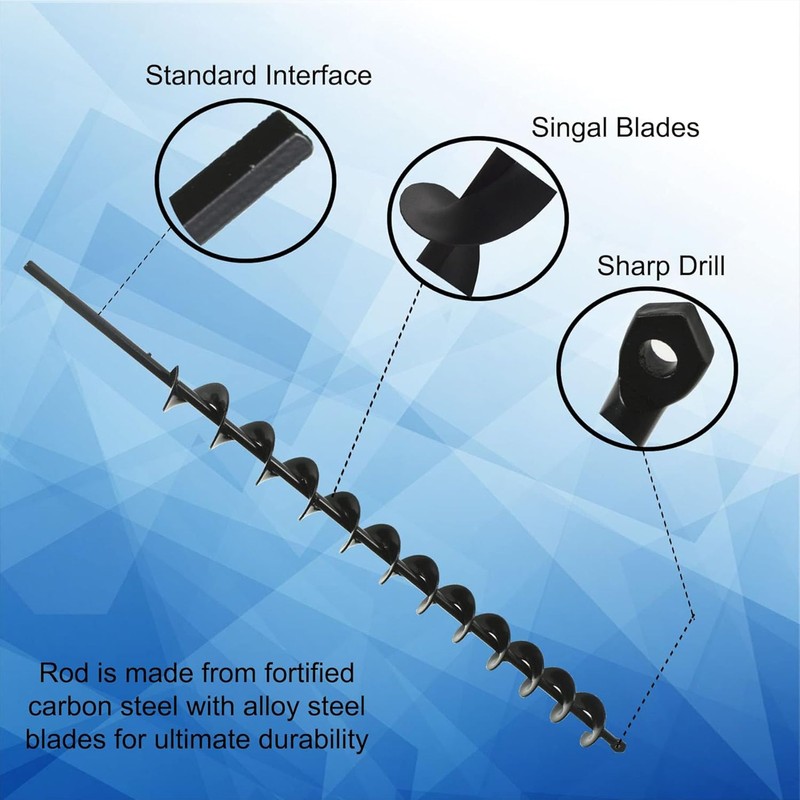 2in Wide 24in Long Metal Earth Auger Drill Bit, Steel