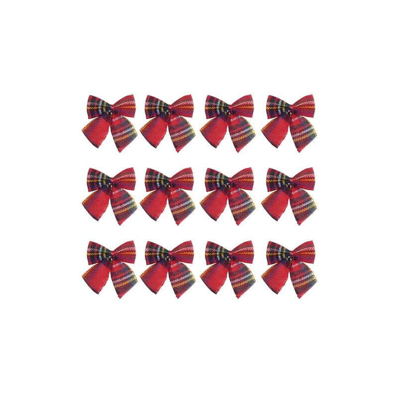 12 Pack 8cm Tartan Bows Christmas Tree Decoration Crafting Wedding