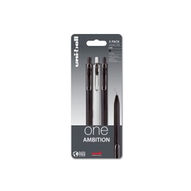 Uni-Ball On Point One Ambition UMN-S-05 Retractable Black Ink Gel Pens. Premium 0.5mm Rollerball Tip for Super Smooth Handwriting. Contemporary Compact Design Perfect for Note Taking. Pack Of 3