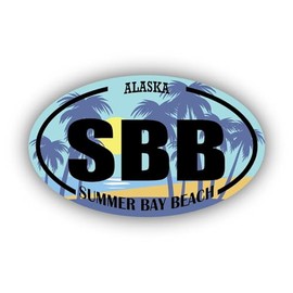 (x3) 2x3 inch Stickers | SBB Summer Bay Beach Alaska Ocean, Sea, Lake, Sand, Surfing, Paddleboarding | Foror Cars, Windows, laptops, flasks, Water Bottles, Luggage
