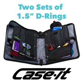 Case-It (6-pack) 2-in-1 Zipper D-Ring Dual Binder, 2 Sets of 2-Inch Rings, Black Dual-301