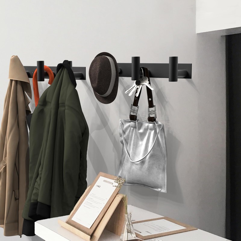 VAEHOLD Black Hat and Coat Wall Mount Rack - 3