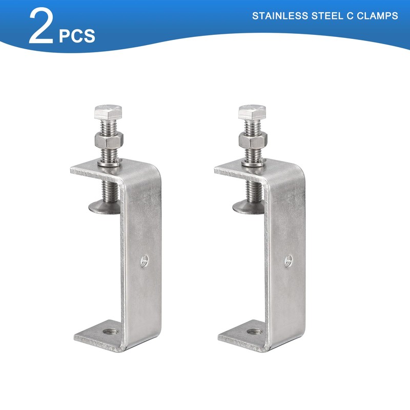 Awclub 2 Pack 304 Stainless Steel C Clamps with 100mm/3.94"