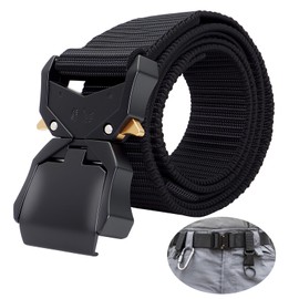 LLFYXM Tactical Belt for Men, Work Belts Hiking Heavy Duty Belt with Quick Release Buckle Adjustable Nylon Belt for Outdoor, Security, or Tactical Use Great Gift for Men