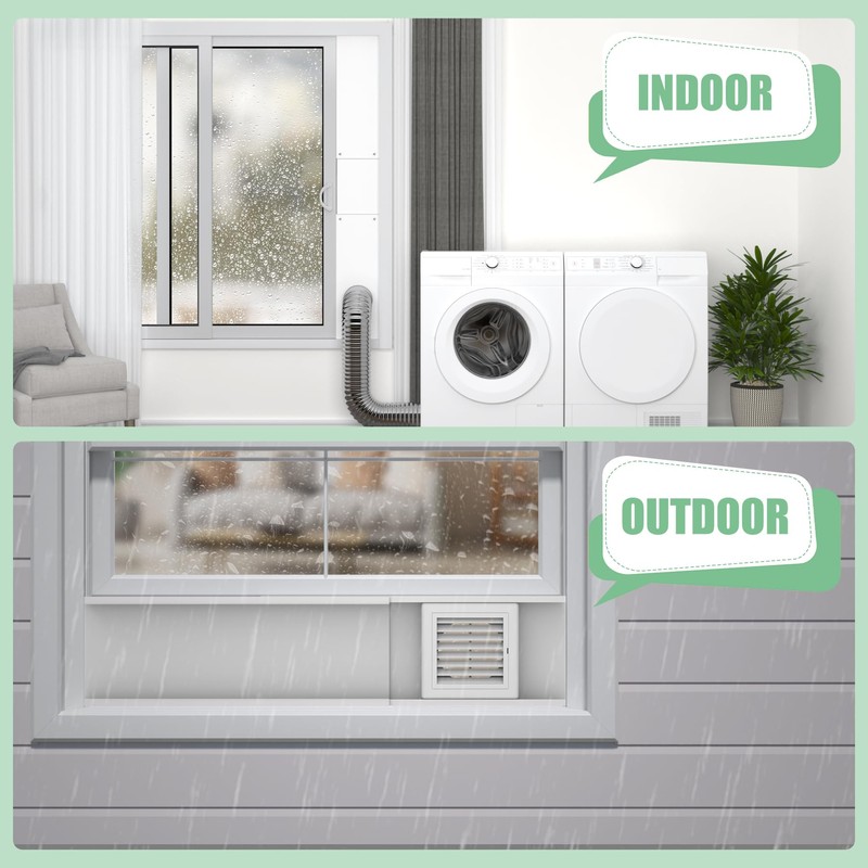 Memrita Dryer Vent Window Kit for 4" Diameter Dryer Vent