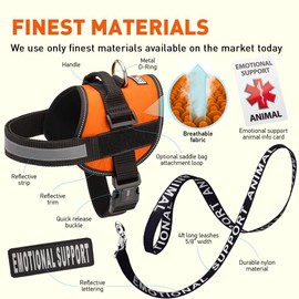 Dogline ESA Vest Harness Bundle Emotional Support Animal Reflective Leash & ESA, Emotional Support Patches Set, ADA IDs for Travel Support Therapy Dogs Girth 15 to 19 in Orange