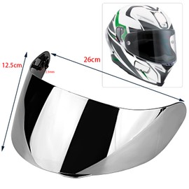 Aramox Silver Plated PC Motorcycle Wind Shield Helmet Lens Visor Shield Full Face for AGV K1 K3 SV K5 K5‑S