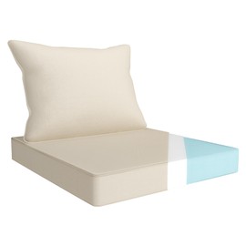 YIJIAN HOME Outdoor Chair Cushion Set 19 x 19 Inch Waterproof Fade Resistant Patio Furniture Cushions with Handle and Adjustable Straps Back Seat Cushions for Wicker Seat and Couch