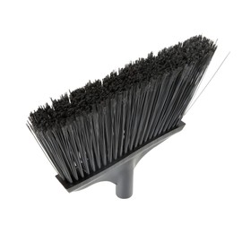Restaurantware-Broom Head ONLY: Clean Tek Professional 13.78-Inch Angled Broom Head, 1 Heavy-Duty Indoor Broom Head - Handle Sold Separately, Flagged Bristles, Black Plastic Outdoor Broom Head