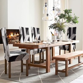 BalladHome® Chair Covers, Stretch Chair Covers, Universal Dining Room Chairs, Chair Covers, Decorative Chair Cover, Removable Protective Cover for Wedding Parties, Banquets, Hotel (Pack of 4, Black