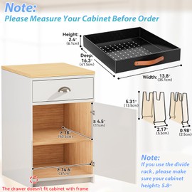 OVICAR Pull Out Cabinet Organizer - Adhesive Slide Out Drawer - 13.8" W x 16.3" D Heavy Duty Sliding Pantry Shelves Storage Drawers with 4pcs Divider Racks for Kitchen Bathroom Home, Black