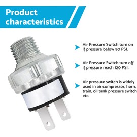 Air Compressor Pressure Switch 90-120 PSI Pressure Switch 1/8" NPT 1/4" NPT Pressure Switch for Air Compressor (1/8" NPT)