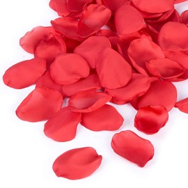 NEATICOO 300pcs Artificial Red Rose Petals for Romantic Night Flower Girl Petals for Wedding Aisle Table Centerpieces Confetti Party Favors Table Decoration(Red)
