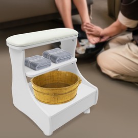 Pedicure Foot Rest Foot Bath Salon Pedicure Stool for Feet Manicure Beauty Salon Nail Foot Bath Portable Pedicure Station with Wheels Massage Table Manicure Trolley Cart (White)