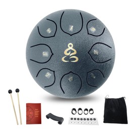ModouString Steel Tongue Drum 6 Inches 8 Notes, Rain Drum for Outside with Music Book, Drum Mallets Meditation Rain Chime, Musical Instruments for Family, Friends