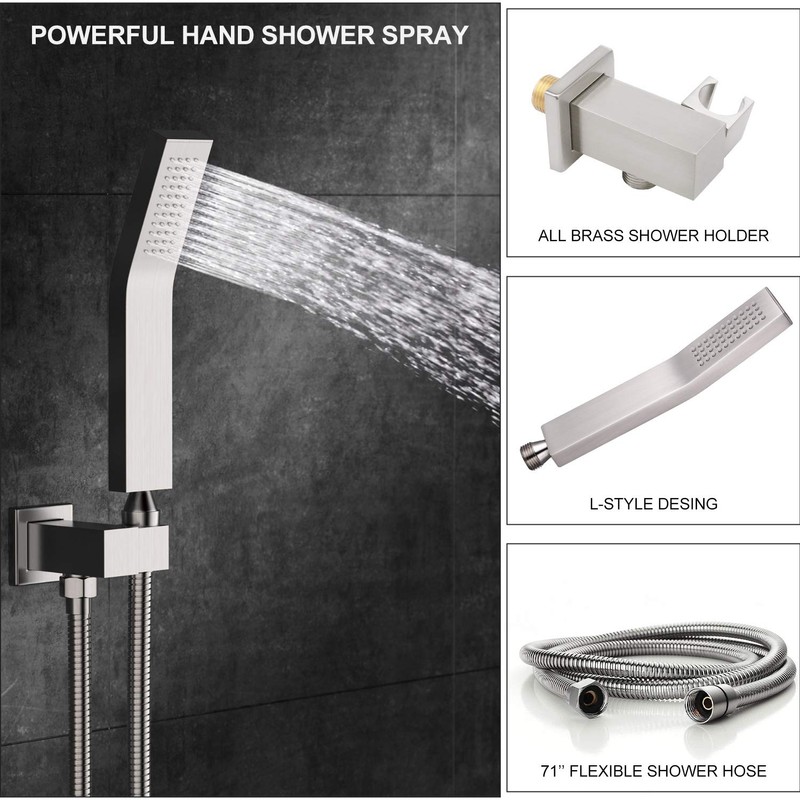 SunCleanse Rainfall Shower Faucet Set Brushed Nickel Shower Combo Set