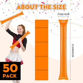 cssopenss 50 PCS Orange Thunder Sticks Thicken Plastic Cheersticks Inflatable Thunder Sticks Sporting Events Team Spirit Cheersticks Sporting Cheers Basketball Football Dance Party(orange)