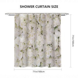 AIBIIN White Flowers Wall Shower Curtain Sweet Wedding Floral Girl Ladies Bathroom Bathtubs Decor Durable Waterproof Fabric Bathtub Sets with 12 Hooks 180x180cm