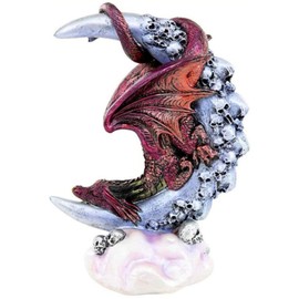 YWHWXB Moonbeam Dragon Statue,Moon Dragon Resin Figurine,Moonlight Dragon Statue, Moonlight Dragon Resin Crafts, Gothic Style Skeleton Flying Dragon Ornament for Home Outdoor Garden Decoration