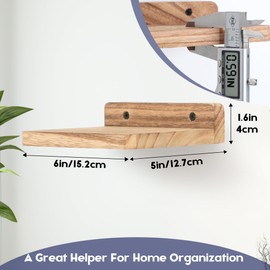 NIUBEST Small Floating Shelf, 5x6 Inch, Display Bars for Wall, Mini Shelf, Rustic Wooden Shelf for Bedroom, Living Room, Bathroom, Kitchen (3, Carbonized Black)