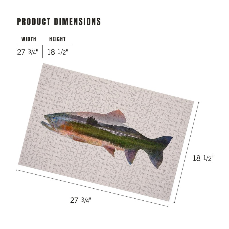 Lantern Press 1000 Piece Jigsaw Puzzle, Trout, Double Exposure