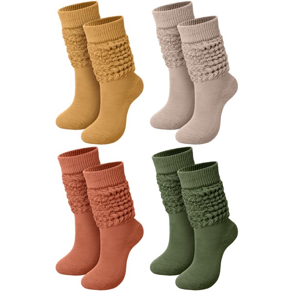Janmercy 4 Pairs Slouch Socks for Women Bulk Stacked Boot
