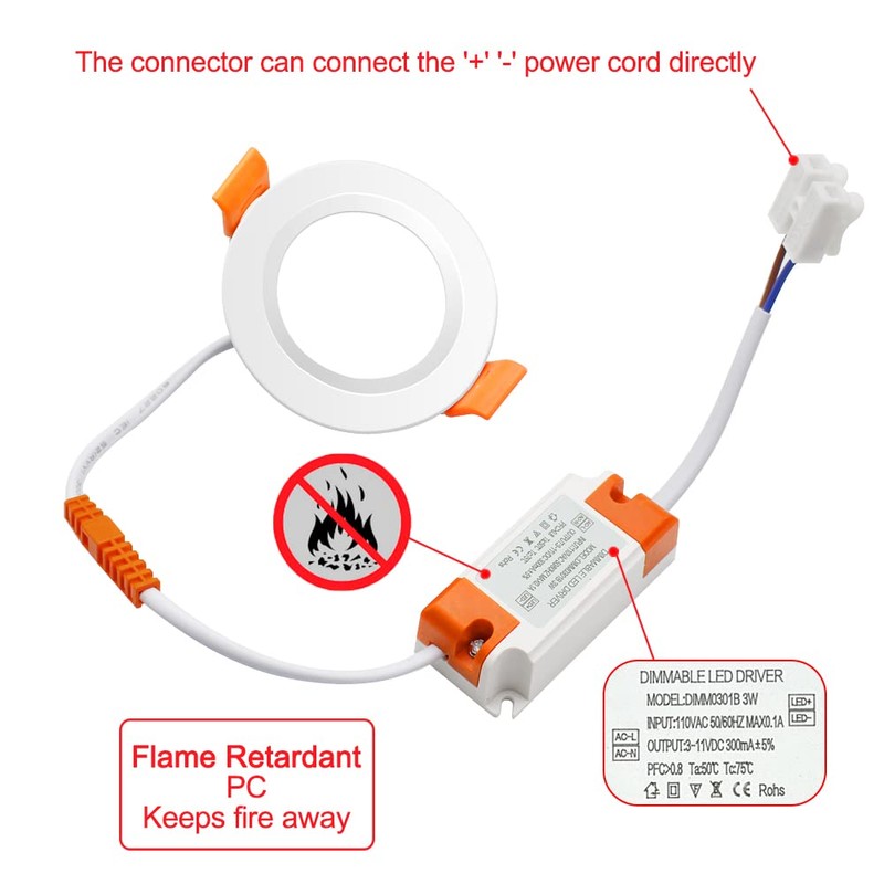 LEDLightsWorld 2 Inch LED Recessed Lighting Dimmable Downlight, 3W(35W Halogen
