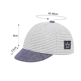 XGOPTS Newborn Baby Cotton Baseball Cap, Spring Summer Stripes Sun Protection Hat Mesh Cap Anti-UV Sun Hat for Infant Baby 3-12 Months (Cotton Cap - Grey)