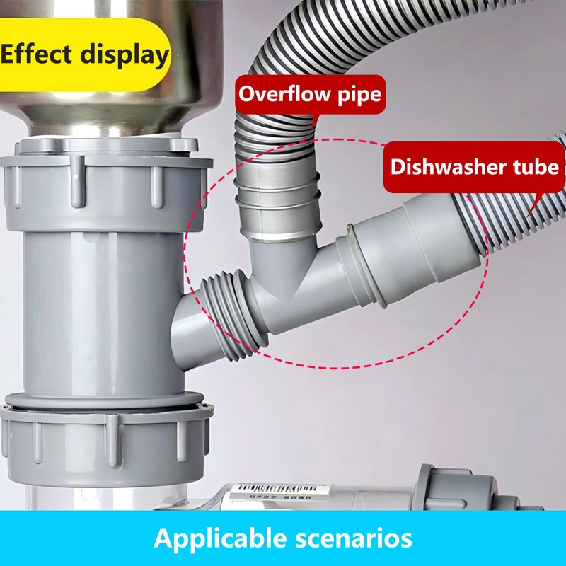 Qrity 1 x drain pipe connector, washbasin, 3-way drain pipe