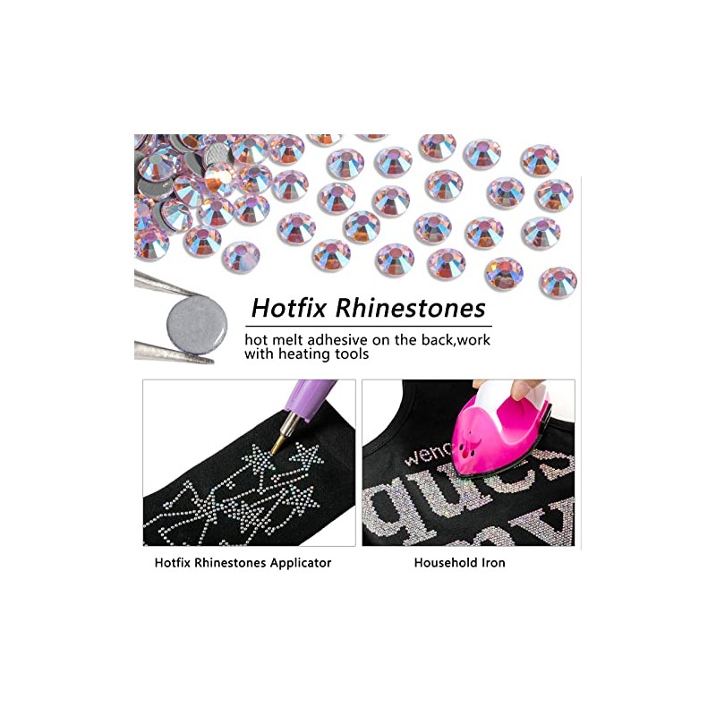 Beadsland Hotfix Rhinestones, 1440pcs Flatback Crystal Rhinestones for Crafts Clothes