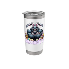 Funny Easter Egg Hunt Security Gorilla with Bunny Ears Stainless Steel Insulated Tumbler
