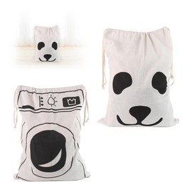 2Pcs Canvas Drawstring Laundry Bag, Household Plain Cotton Bag, Washable Laundry Liner Bag, 2 Patterns Cotton Canvas Bag, Laundry Sack Stuff Bag, Large Capacity Laundry Bag for Toys Clothes Travel