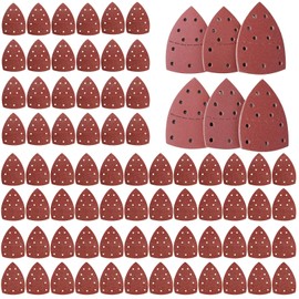 72 PCS Sanding Sheets, Triangle Sanding Pads, Hook and Loop Electric Sander Pads, 40/60/80/120/180/240 Grits, Assorted Mouse Sandpaper Fit for Bosch Multi-Sander PSM 100A PSM 200 AES PSM18