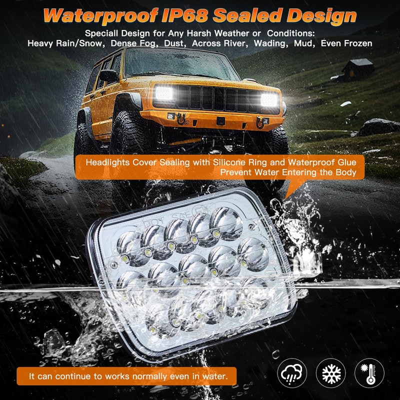 BAOLICY 5x7 H6054 In LED Headlights DOT Approved Hi/Lo Sealed