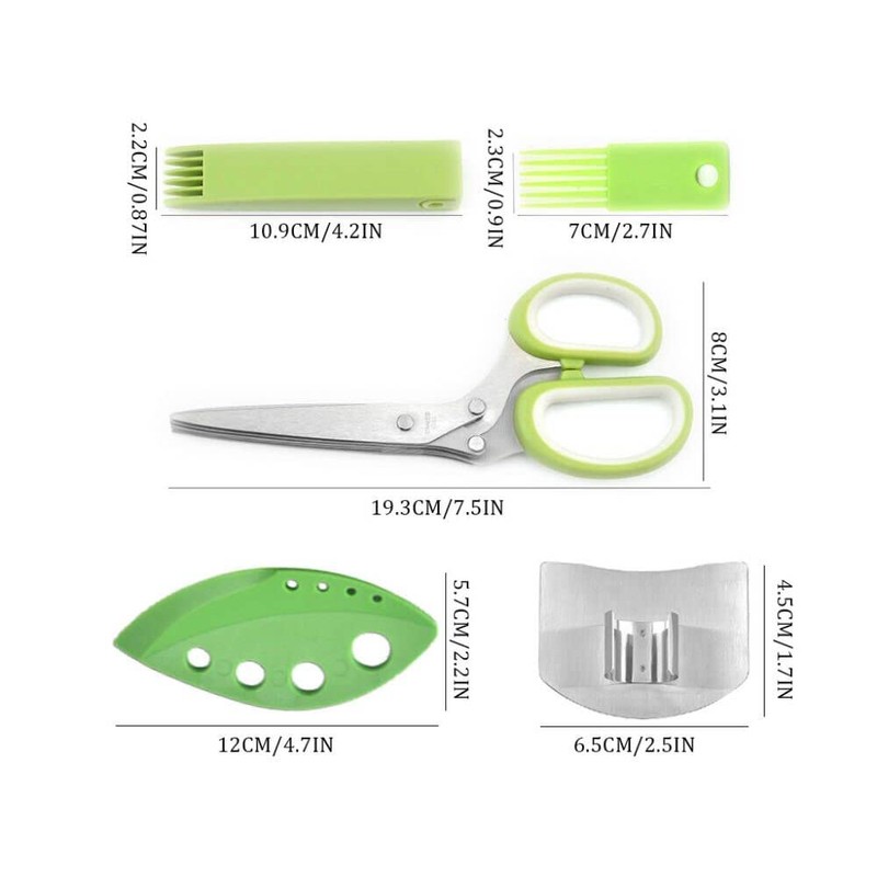 Hitopin 2 x stainless steel kitchen scissors, 5 blades herb