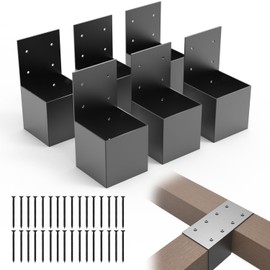 YEOOE 6 Pack Pergola Brackets 4x4 (Actual: 3.5x3.5 Inch), Rafter Post Connectors, Deck Railing Kit, Wall Mount for Lumber Gazebo Sunroom Carport